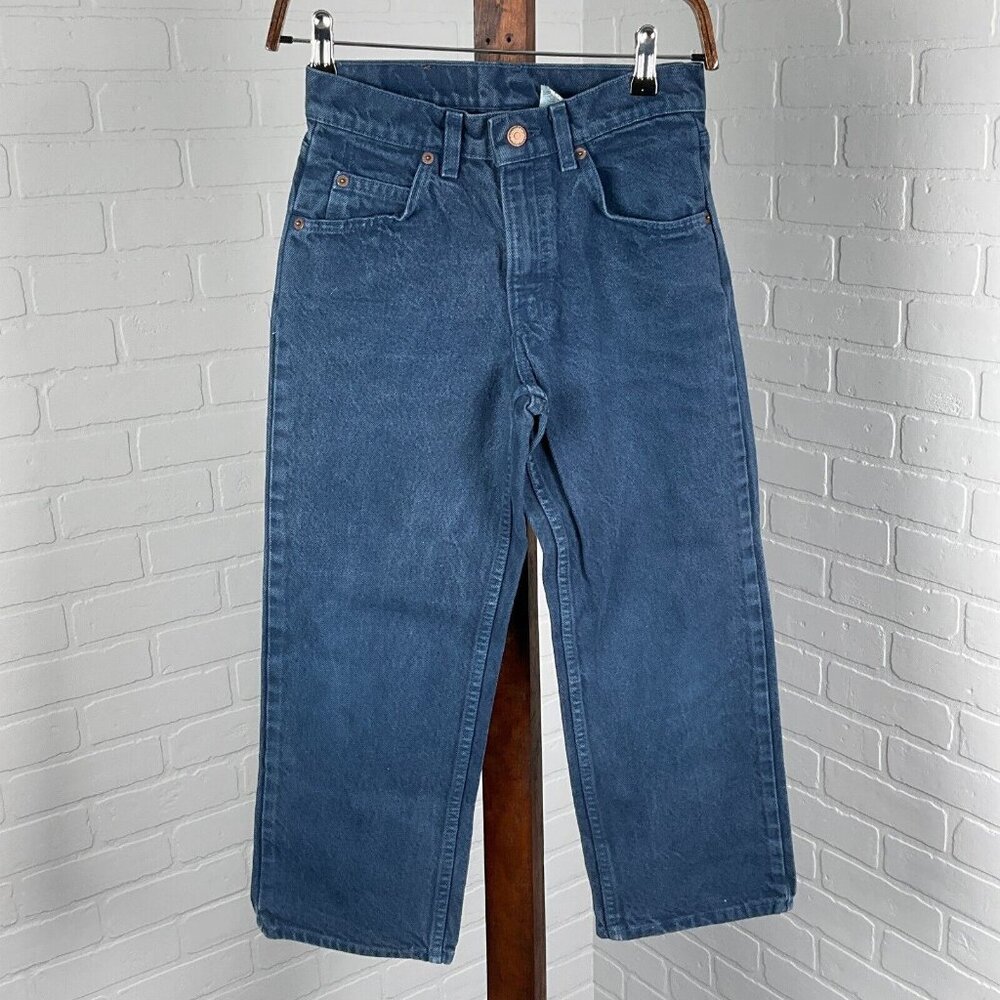 Levis 560 Jeans Boys 27W x 23L Blue Husky‎ Straight Leg Orange Tab Bat Wing VTG